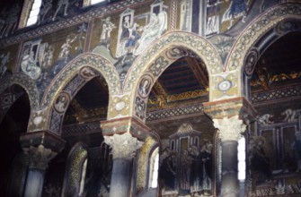 Religious wall paintings in the Norman cathedral of Monreale, Cathedral of Monreale, near Palermo,