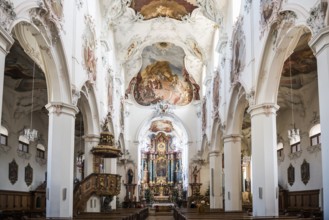 Baroque church, Fridolinsmünster, Church of St Fridolin, Bad Säckingen, High Rhine, Rhine, Black