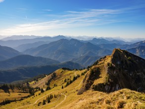 Alpine panorama from the Rotwand, Mangfall mountains, Spitzingsee, Upper Bavaria, Bavaria, Germany,