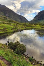 Lakeshore at dusk, Gap of Dunloe mountain pass, Killarney, Ring of Kerry scenic road, Iveragh
