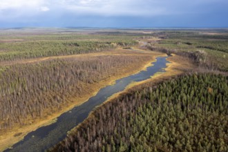 Drone image, aerial view, lakes, moor landscape, Vuostimonjoki, Lapland, Finland, Europe