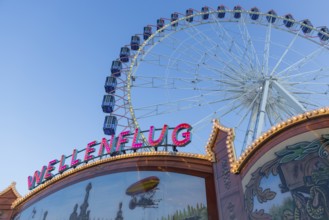 Ferris wheel, Europa Rad, chain carousel, wave ride, fairground rides, Cannstatter Wasen, folk