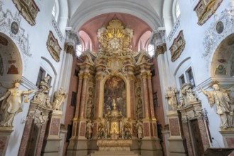 High altar in the baroque church of St Martin, Grüner Markt, Bamberg, Upper Franconia, Bavaria,
