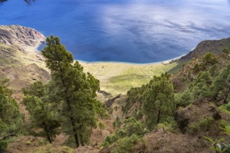 View from the Mirador de Las Playas to the east coast near Las Playas, El Hierro, Canary Islands,