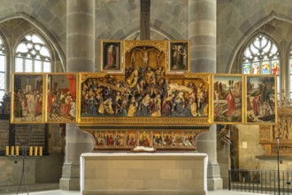 High altar Passion and Resurrection of Jesus in the Protestant parish church of St Michael,