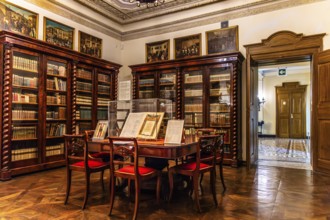 Library, Civico Museo Sartorio with original 19th century living quarters of the family and museum