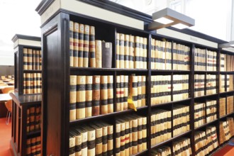 Shelves with books in the Berlin State Library in the Unter den Linden building The basic