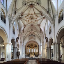 Interior facing east with unstructured half-dome above the apse, St Castor's Basilica, Kastor