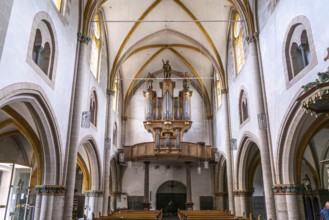 Baroque organ by organ builder Johann Michael Stumm in the interior of the collegiate church of St