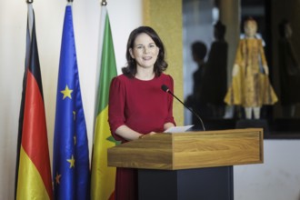 Annalena Bärbock (Alliance 90/The Greens), Federal Foreign Minister, pictured during a meeting with