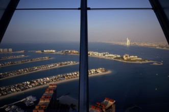 View from The View At the Palm, on Hotel Burj al Arab, Burj Khalifa, Downtown, Palm Jumeirah,