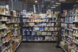 Shelves in a supermarket