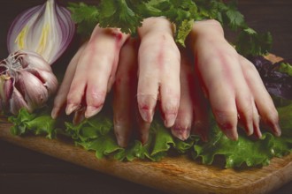 Raw, pig's feet, young piglet, piglet's hooves