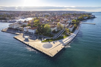 Sea organ, solar installation Greeting to the sun and the old town centre of Zadar seen from the