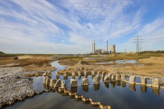 Dinslaken, Voerde, North Rhine-Westphalia, Germany, Emscher estuary into the Rhine. Construction