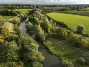 Bergkamen, Ruhr area, North Rhine-Westphalia, Germany, autumn landscape on the Seseke. The
