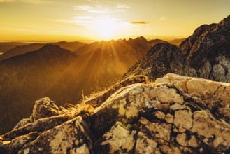 Sunrise hike on the Säuling in the Allgäu in Bavaria, Germany, Europe