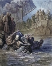 Death of Almoadam during the seventh crusade 1249 1250, Historical, digitally restored reproduction
