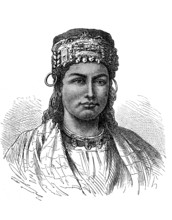 Woman of the Kabyle tribe, Berber, Bedouin, from Algeria, in 1870, Historical, digital reproduction
