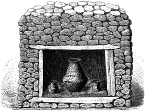 Etruscan tomb on the Villanova estate near Bolgna, archaeological excavations discovered about 200