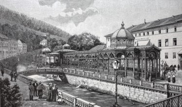 View of the town of Wildbad, drinking hall, 1895, Black Forest, Baden-Württemberg, Germany,