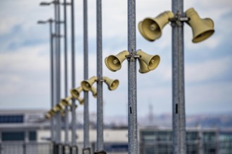 Loudspeaker, in a car park, funnel loudspeaker, for announcements, warnings