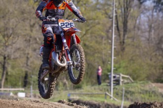 Motocross rider on the motocross track in Walldorf, Baden