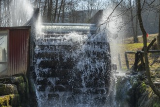 Old waterwheel on the Trubach, Egloffstein, Upper Franconia, Bavaria, Germany, Europe