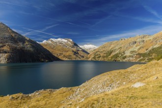 Kölnbrein reservoir on a bright sunny morning. Carithia, Austria, Europe