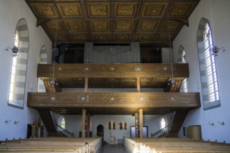 Catholic parish church of St Johannes Baptist, interior view, organ, Oberstdorf, Oberallgäu,