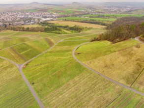 Fields and roads around a village, with horizon and clear view, Großbottwar, Landkreis Ludwigsburg,