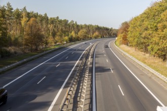 Hardly any traffic on the A13 Berlin Dresden motorway, near Radeburg, Saxony, Germany, Europe
