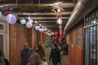 Christmas decoration in the pedestrian zone, Lüneburg, Lower Saxony, Germany, Europe
