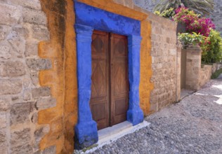 Greece travel destination, colorful streets of Rhodes island in historic city center of Fira