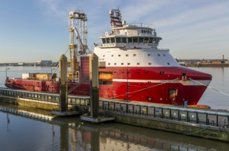 Dina Polaris built 2017 integrated geotechnical survey multi-purpose vessel at quayside, River