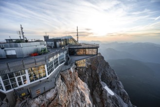 Modern mountain station of the Bavarian Zugspitze railway at the summit of the Zugspitze, at
