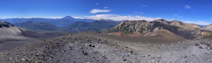 Panorama of the view from the summit of the Achen Niyeu volcano over the volcanic landscape in