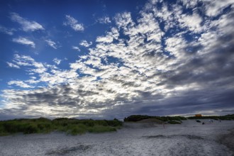 Sandy beach beach, evening sky, spring clouds, Carne Beach, Wexford, Gerrans Bay, Roseland