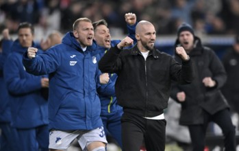 Goal celebration Coach Christian Ilzer TSG 1899 Hoffenheim Gesture Gesture PreZero Arena, Sinsheim,