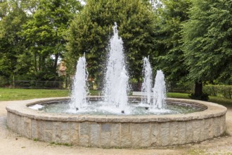 Cascading fountain in the trout park, Ilsenburg, Harz, Saxony-Anhalt, Germany, Europe