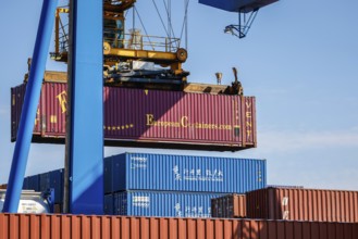 Duisburg, Ruhr area, North Rhine-Westphalia, Germany - Europe and China Containers in the Port of