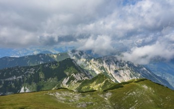 View from the Gamsfeld into the Osterhorn group, Russbach, Salzkammergut, Salzburg province,