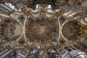Vaulted ceiling with frescoes in the court chapel of the Würzburg Residence, consecrated in 1743,