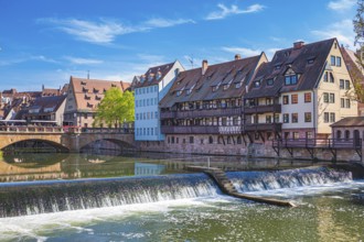 Pegnitz weir in Nuremberg, Germany, Europe
