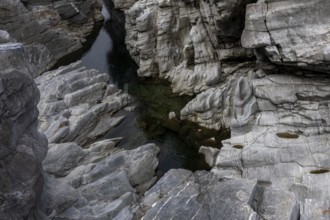 Rocks, granite rock formations in the Maggia River near Ponte Brolla, in the Maggia Valley, Valle