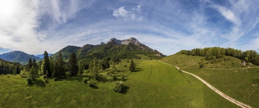 Drone image, Eisenaualm with Schafberg, Osterhorn group, Salzkammergut, Salzburg province, Austria,