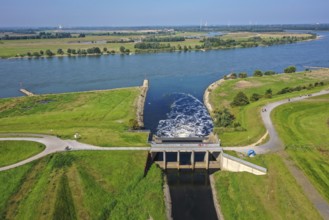 Dinslaken, North Rhine-Westphalia, Germany - Drop structure at the mouth of the Emscher into the