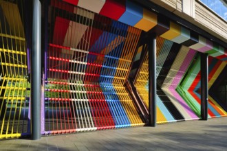 Closed colorful gates of of the Dutch Ministry of Finance at The Hague, the Netherlands