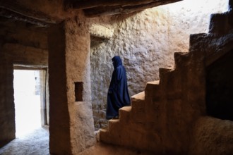 Local Veiled Woman in the Old City of AlUla, Medina Province, Saudi Arabia, Arabian Peninsula, Asia