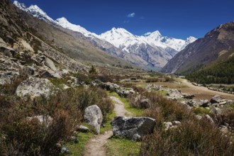 Old trade route to Tibet. Near Chitkul Village, Sangla Valley, Himachal Pradesh, India, Asia